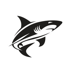 Shark icon logo concept vector illustration. Minimalist style. Black and white colors. Created using generative AI tools.