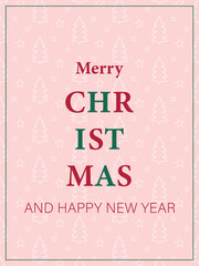 Merry Christmas greeting card. Classic Christmas design with Christmas symbols and typography. Elegant illustrations for banners, posters, and covers.
