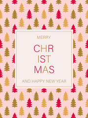 Merry Christmas greeting card. Classic Christmas design with Christmas symbols and typography. Elegant illustrations for banners, posters, and covers.
