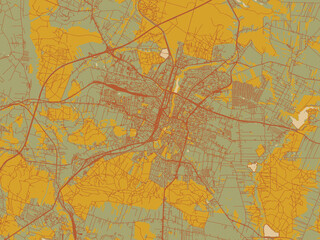 Graphic Flat Color Map Kielce