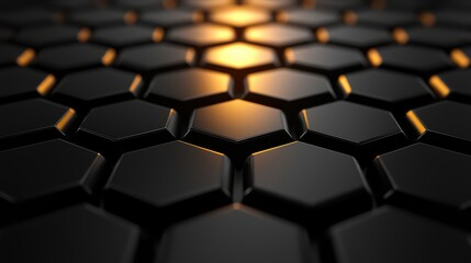 Obraz premium Black Hexagonal Pattern with Subtle Lighting Effects Showcasing Texture and Depth for Design and Background Use