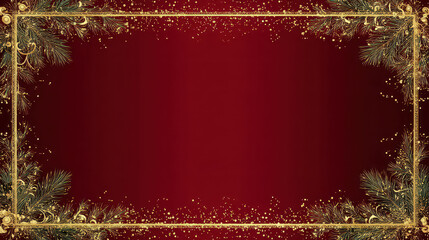 Elegant Red Christmas Frame with Gold Sparkles
