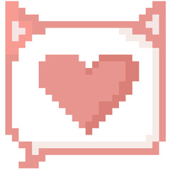 Obraz premium Pixel Art Heart Like Button Cat Head Shape Social Media Icon Illustration