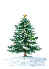 Fototapeta premium Festive decorated Christmas tree illustration