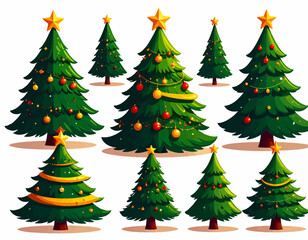 Christmas tree vector icon set