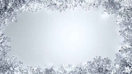 Fototapeta premium Soft Silver Christmas Snow Border Background.