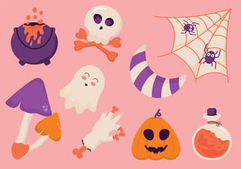 Cute Halloween spooky element collection