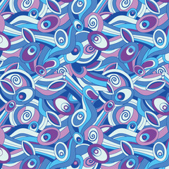 Abstract Blue and Pink Seamless Pattern with Swirls and Waves.ai