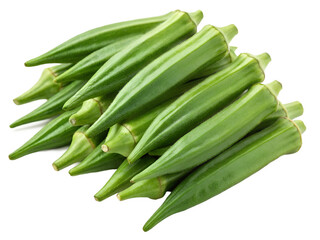 okras isolated on white background. Cut out PNG file