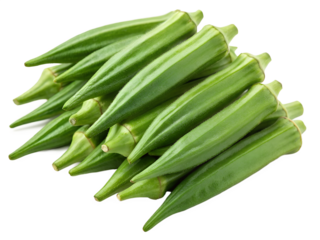  okras isolated on white background. Cut out PNG file
