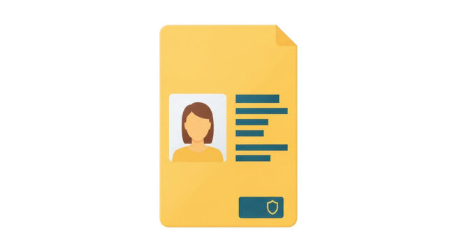 Isolated document icon with profile picture, editable info and shield for secure access