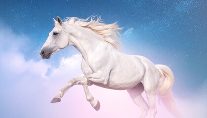 空を飛ぶ幻想的な馬