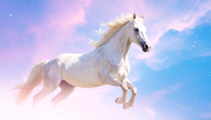空を飛ぶ幻想的な馬