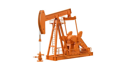 Isolated Oil Derrick Pumpjack on Seamless Backdrop for Energy Extraction in Industrial Sector