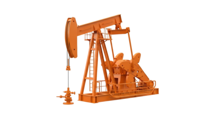 Isolated Oil Derrick Pumpjack on Seamless Backdrop for Energy Extraction in Industrial Sector