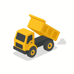 Yellow Isometric Dump Truck with Raised Bed for Construction and Transportation Projects