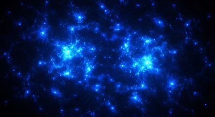 Fototapeta premium Vibrant blue nebula with glowing star clusters