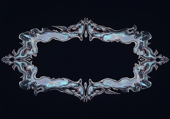 Ornate decorative frame with a liquid or icy texture on a dark background