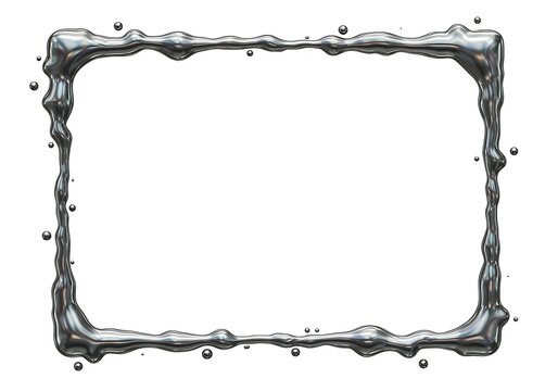 Abstract liquid metal frame with rounded corners on white background