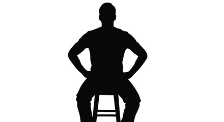 Silhouette of a person seated on a stool with hands on hips - Simple and effective graphic
