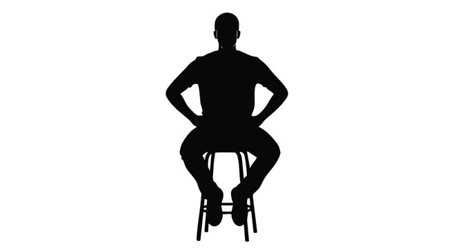 Silhouette of a man sitting confidently on a chair, showcasing a strong and assertive posture. Ideal for representing authority, contemplation, or a break