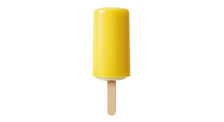 Isolated popsicle treat on a stick, refreshing fruit dessert frozen in summery yellow color