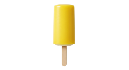 Isolated popsicle treat on a stick, refreshing fruit dessert frozen in summery yellow color