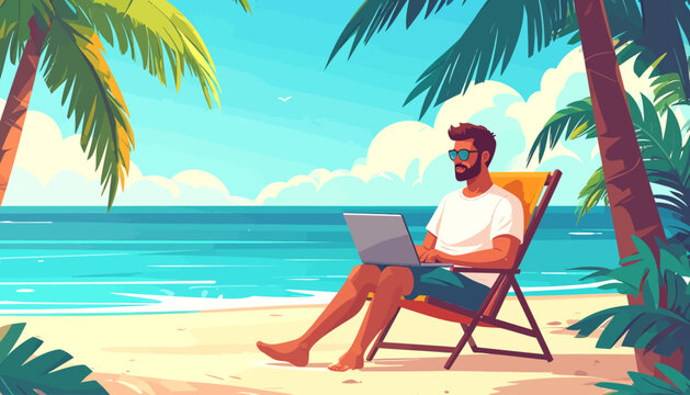 Embrace the ultimate freedom of a digital nomad lifestyle, achieving productivity and relaxation while you work from anywhere on a serene tropical beach