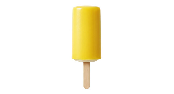 Isolated popsicle treat on a stick, refreshing fruit dessert frozen in summery yellow color
