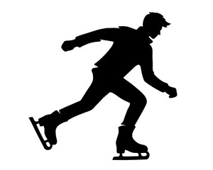 Silhouette of a man playing ice skating, icon isolated on white background
