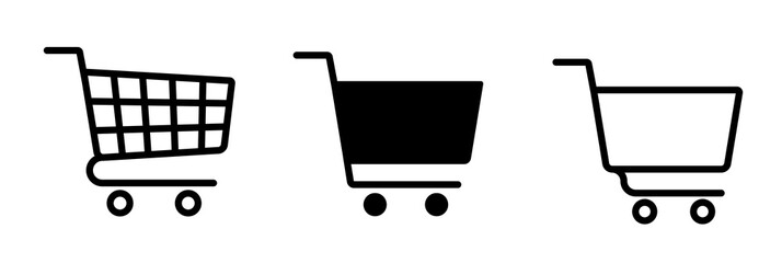Shopping cart, basket icon set. Shopping basket icon set. Buy on market or supermarket. Shopping basket. Vector illustration