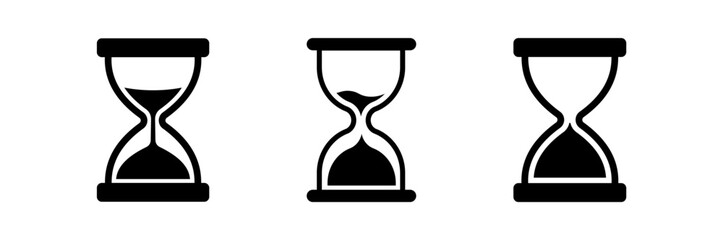 Sand watch icon set. Hourglass symbol. Sandglass logo. Flat vector illustration.