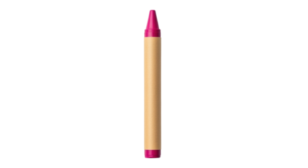 Isolated crayon standing, magenta tip and bottom, beige body, school or art supply item