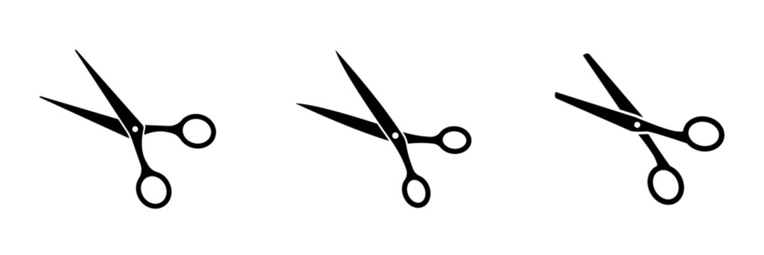Scissors set. Flat icon style. Collection scissors black on white background. Vector illustration - Powered by Adobe