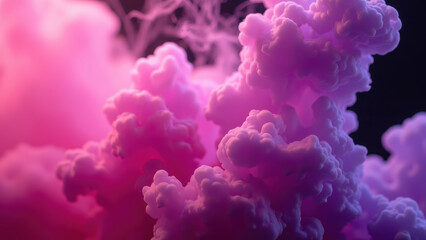 Fototapeta premium Vibrant pink and purple clouds create dreamy atmosphere, showcasing soft textures and ethereal forms. scene evokes sense of wonder and creativity
