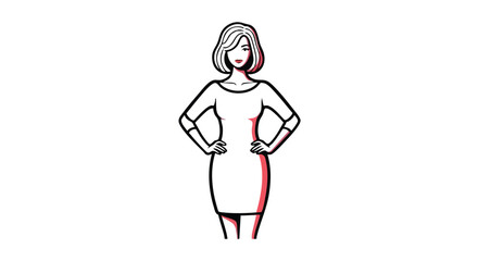 Fashionable Woman in Dress Illustration