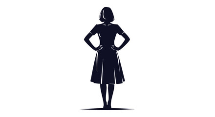 Elegant Silhouette of a Confident Woman Standing Tall with Hands on Hips, Representing Empowerment and Professionalism