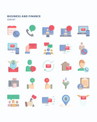 Business and Finance flat icon set, Its including icons like  customer service, Appprove, Contact us
