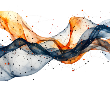 A painting of a wave with a black background