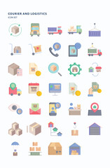 Courier and Logistics flat icon set, Its including icons like Parcel, courier, delivery and  cargo