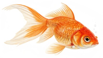 Fototapeta premium gold fish isolated on white