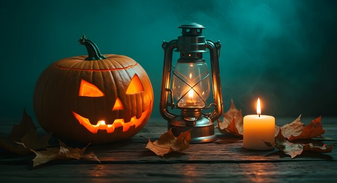 calabaza de halloween en la pared