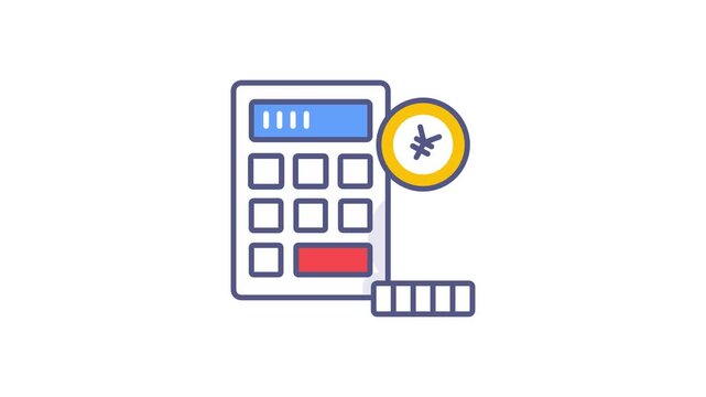 money calculation and Coins Cash, Premium quality vector illustration video concept. flat line icon video symbol.