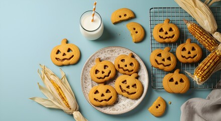 Obraz premium Galletas caseras de calabaza de halloween