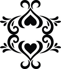 black floral ornament isolated on white background