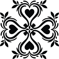black floral ornament isolated on white background
