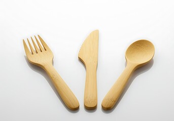 Natural bamboo cutlery set for sustainable dining and picnics