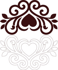black floral ornament isolated on white background
