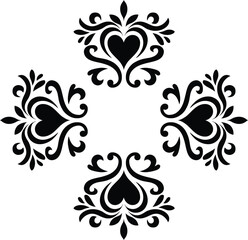 black floral ornament isolated on white background