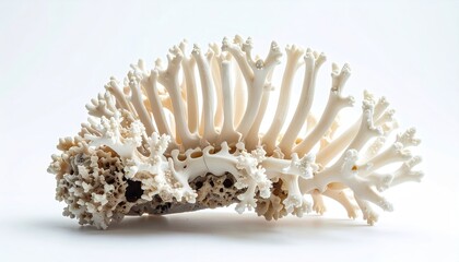 Fototapeta premium Delicate White Coral Branch Structure Against a Clean White Background Showcasing Intricate Natural Formations